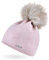 Neverless® Damen Strickmütze Strick-Beanie mit Bommel Winter-Mütze Bommelmütze Feinstrick rosa