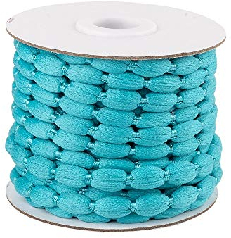 Ideen mit Herz Pompon-Band auf Rolle | Ø 1 cm | 10 m lang | Bommelborte, Pom-Pom-Band | Ideal zum Basteln und Nähen (türkis)