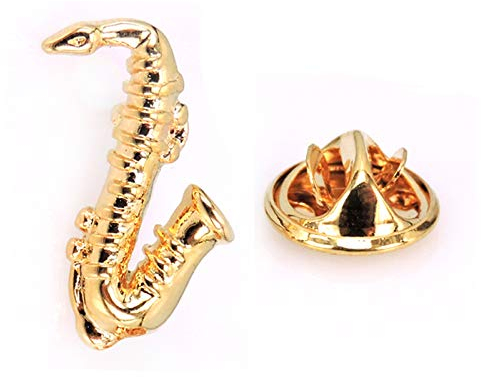 Saxophon Brosche Saxo Brosche Musik Anstecker Anstecknadel (gold)