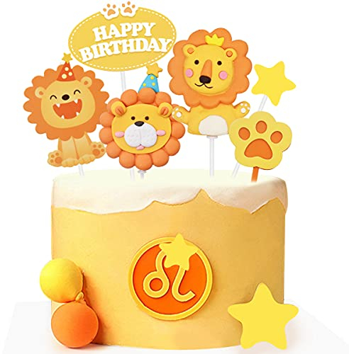 Lion Kuchendeko Miotlsy Lion Theme Party Kuchen Topper, Mermaid Cake Topper, Lion Tortendeko Geburtstag Lion Cupcake Deko Geburtstag Für Kinder Junge Mädchen