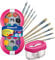 Pelikan Deckfarbkasten 735 SP/24 Pace+ pink mit 24 Farben und 1 Tube Deckweiß - Bundle mit großem Pinselset und passendem Wasserbecher