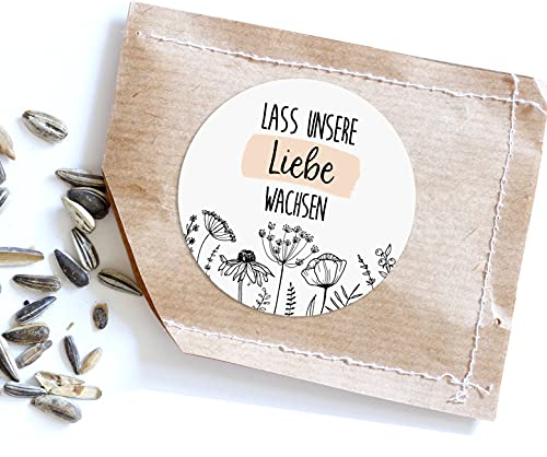 50 Sticker Hochzeit Lass unsere Liebe wachsen Gastgeschenk Hochzeit (FLOWERS)