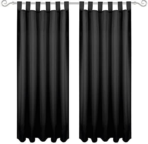 Bestgoodies Gardine mit Schlaufen 140x245 cm (Breite x Länge) in Schwarz, blickdichter Vorhang, Schlaufenvorhang in vielen Variationen
