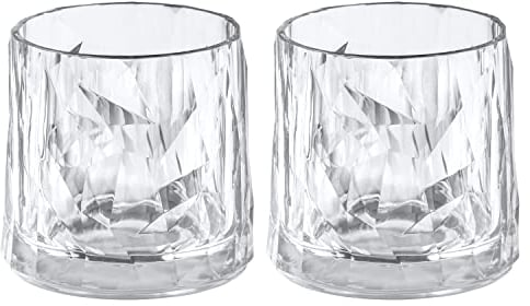 Koziol Superglas Club No. 2, 2 Stück, 250 ml, Whiskeyglas aus kristallklarem Kunststoff, luxuriös, unzerbrechlich, wiederverwendbar, Party, Camping, 2er Set