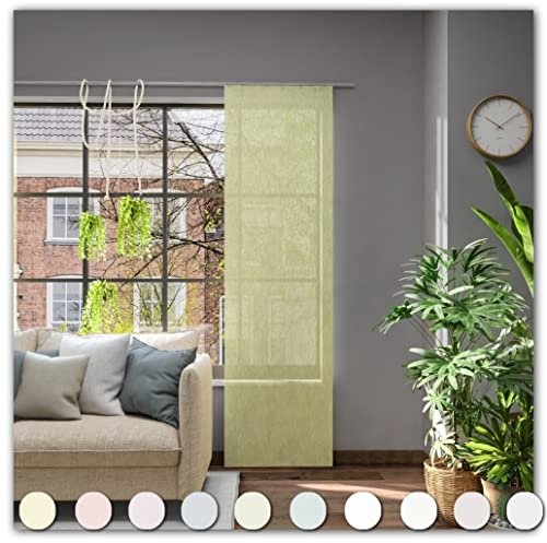 Neutex for you! Libre ECO Schiebevorhang, Gardine, Vorhang, Halbtransparent, 245 x 60 cm (H/B), 481390, Made in Europe, Oeko-Tex Standard 100, grün