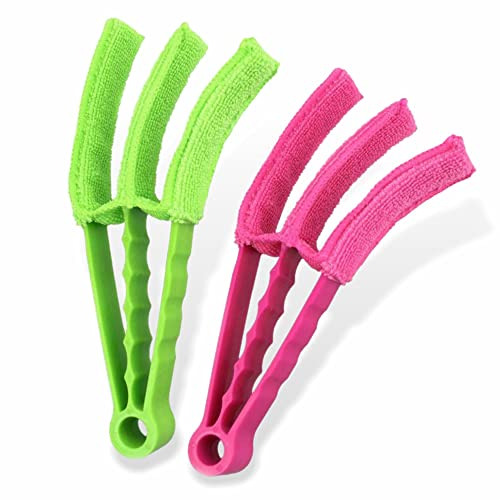 USPL Venetian Blind Cleaner Washable Brush Tool Microfibre Sleeves Plastic Handle 3 In 1 Duster Set for Window Kitchen Blinds AC Car AC Vent General Home Cleaning Assorted Color 20cm(1Pc Only) (XYZ)