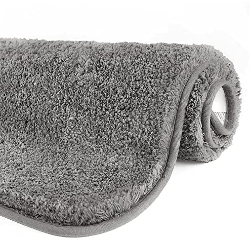 GONICVIN Teppich, 80 x 120 cm Flauschige Mikrofaser Waschbarer Badteppich Badematte, rutschfest Badezimmerteppich für Badezimmer, Wohnzimmer (Grau)