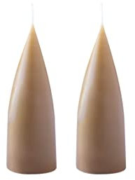 Kunstindustrien® Stumpenkerzen, Hergestellt in Dänemark, 43 Farben verfügbar, Kegel Kerze, Durchgefärbte Stumpenkerze lange Brenndauer von 15 Stunden, Kerzen Deko, 2 Stück, 6,5 x 16cm (Nougat)