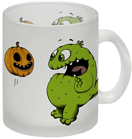 Glas Tasse mit schreckhaftes Monster Motiv