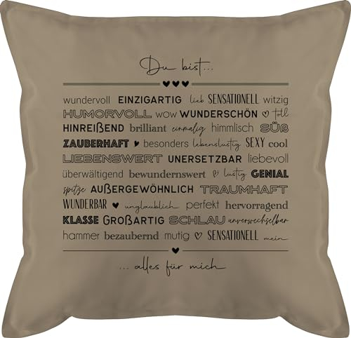 Kissen 50x50 - Valentinstag Partner Ideen - Du bist alles für mich - 50 x 50 cm - Beige - valentin geschenk ihn valentinstagsgeschenke valentinstagsgeschenk valentinsgeschenk valetinstagsgeschenke