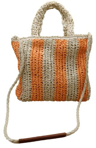 Elevanty Raffia-Tasche im Palyera-Stil, leichte Handtasche, braun