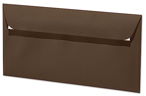 ARTOZ 100x Briefumschläge DIN Lang Dunkel-Braun 100 g/m² selbstklebend - DL 224x114 mm - Kuvert ohne Fenster - Umschläge mit Haftklebung Abziehstreifen