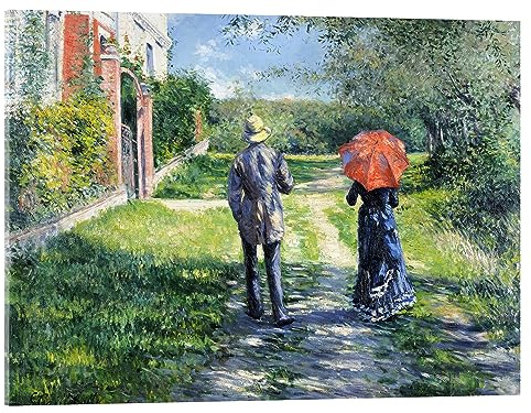 Posterlounge Paar beim Spaziergang Acrylglasbild von Gustave Caillebotte 70 x 50 cm Grün Wandbilder Wanddeko