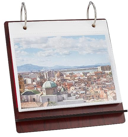 nbeads Desktop-Fotoalbum, Mini-Filmkalender Holz Tischplatte Flip Kalender Stil Fotorahmen Stand Up Scrapbook Album Fotorahmen, 24 Fotos Anzeigen, Geeignet für 1,5cm Fotos