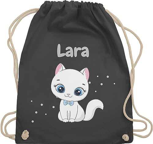 Turnbeutel Rucksack - Süße Katze Katzen Katzenmotiv Cat Cats - Unisize - Dunkelgrau - name katzenmotiven beutel kindergarten katzenliebhaberin stoffbeutel tasche katzenbesitzerin turnsackerl