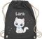 Turnbeutel Rucksack - Süße Katze Katzen Katzenmotiv Cat Cats - Unisize - Dunkelgrau - name katzenmotiven beutel kindergarten katzenliebhaberin stoffbeutel tasche katzenbesitzerin turnsackerl