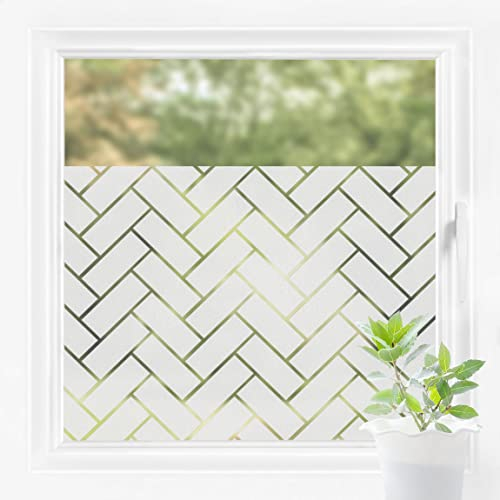 Bilderwelten Fensterfolie Sichtschutz Fischgrätmuster 200 x 100 cm Milchglasfolie Sichtschutzfolie Fenster Folie Blickdicht Anti-UV Statisch Haftend Hochformat