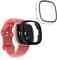 kwmobile 2x Custodia Rigida Smartwatch Compatibile con Fitbit Versa 4 / Sense 2 Cover - Case Vetro Temperato Orologio Fitness - trasparente/nero