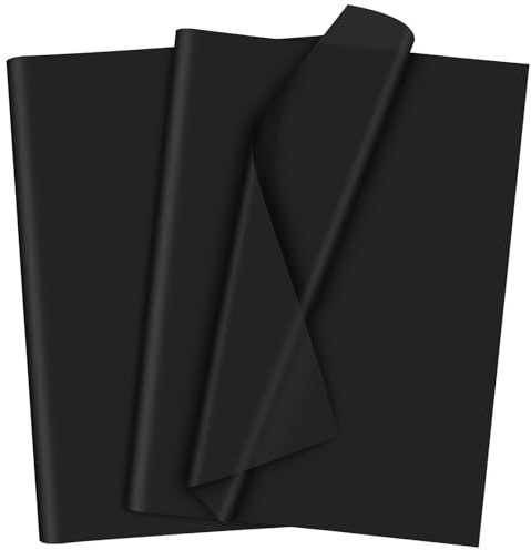 Morcheiong 120 Blatt Schwarzes Seidenpapier, Kunst-Geschenkverpackung, Seidenpapier Großpackung, für Bastelarbeiten, Blumen, Geburtstag, Halloween, Party, Festival (50 x 37 cm)