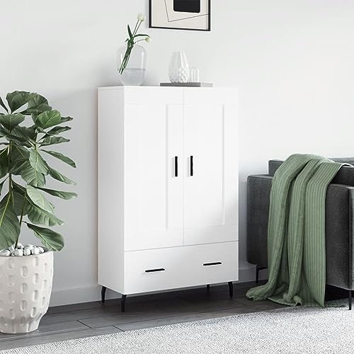 ULUYYUC Highboard, Sideboard Wohnzimmer Wohnzimmerschrank Buffetschrank Vorratsschrank Geeignet für Speisesaal Schlafzimmer Küche Büro Weiß 69,5x31x115 cm Holzwerkstoff