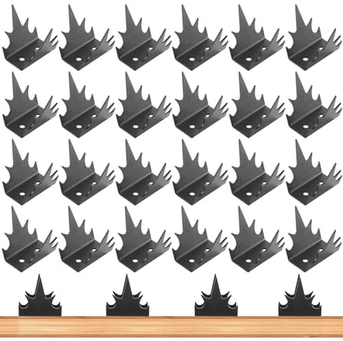 24 picos de pared para valla de disuasión de intrusos, de acero resistente, picos de seguridad antiescalada para disuasión de gatos, pájaros, mejora de la seguridad del hogar, detener ladrones, picos