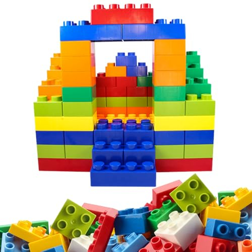 ChaneeHann Grandi Mattoncini, Set di Mattoncini Classici, 100 Pezzi di Mattoncini in 5 Colori, per Bambini a Partire da 2 Anni, Set per Giochi Creativi, Giocattoli Educativi per Bambini