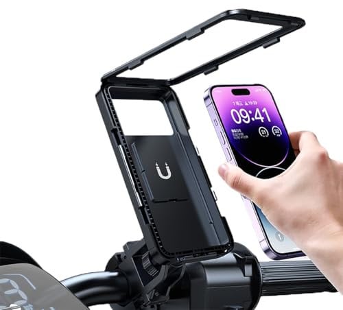 Yuexitech Motorbike Phone Holder Waterproof, Universal 360° Bike Phone Mount,Secure Motorcycle Phone Holder for Mountain Bike/Scooter Handlebar Compatible with 4.7-6.7 Smartphone