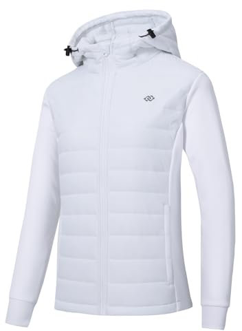 MoFiz Giacca Softshell Ciclismo Donna Giacca Escursionismo Calda e Alpinistica con Cappuccio e Zip da Corsa White EU M