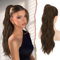 Sofeiyan Pferdeschwanz Haarteil Mit Kordelzug, 56 cm Lang Gewellt Zopf Haarverlängerung Synthetik Natürliches Kordelzug Verlängerung für Frauen, Braun & Rotbraun