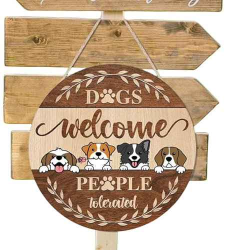 Cartel de bienvenida para perros, cartel de puerta tolerado por perros bienvenidos | Divertido cartel de bienvenida para perros de puerta de entrada - Divertido cartel de bienvenida para los