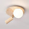 Plafonnier de couloir moderne en travertin jaune, spot à angle réglable en bois, plafonnier de chambre à coucher en verre globe blanc laiteux, for couloir, escaliers, balcon, lustre rond.(Wood Spotlig