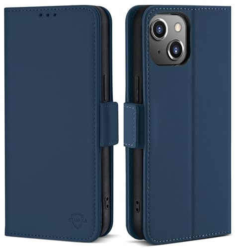STAWLKA Wallet Case for iPhone 12/12 Pro (6.1), RFID Blocking Card Holder Kickstand Magnetic Closure Flip Folio PU Leather Cover Shockproof Protective Phone Case for iPhone 12/12 Pro - Dark Blue