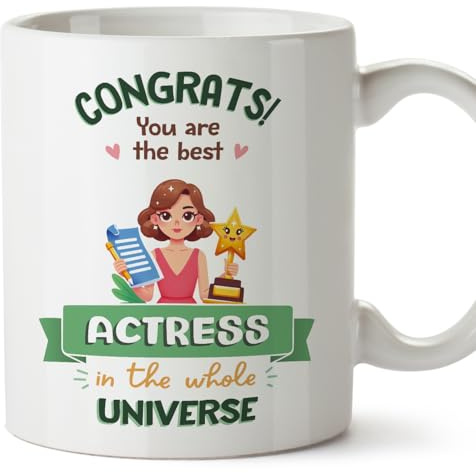MUGFFINS Actress Woman Mug - in English - Best in Universe Trophy - Funny Gift for Colleagues - Ceramic 11oz Mug