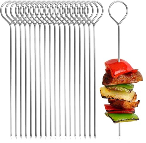100 Stück Rouladennadeln Edelstahl Rostfrei, 15 cm Rouladenspieße mit öSen und Scharfen Spitzen zum Aufhängen von Rouladenklammern Edelstahl Rostfreir Rouladen Nadeln für Fleisch, Gemüse Und Obst