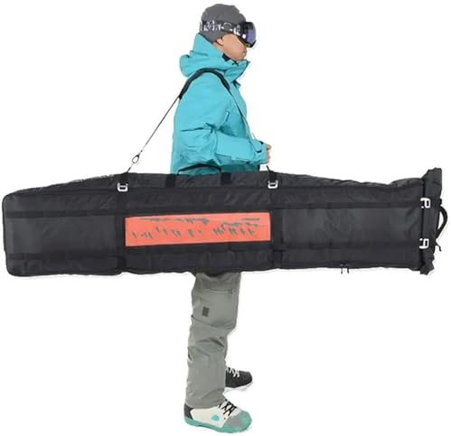 QIUYMGFG Ski Board Bag Snowboard, wasserdicht, vollständig gepolstert, verstellbare Größe, Ski-Snowboard-Radtasche, Reise-Airbag, verstellbare Länge Skitasche(Black)