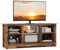 65 TV Stand with Adjustable Shelves & Cable Management Rustic Brown Wood TV Cabinet for Living Room Bedroom Console Table for Fireplace Media Entertainment Center for TVs up to 18