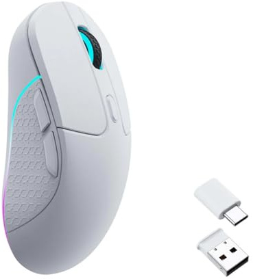Keychron M3 Kabellose Gaming Maus | Tri-Mode 2,4G/Bluetooth 5.1/USB-C | PAW3395-Sensor mit 26.000 DPI, 6 programmierbare Tasten | 79g Ultra-Leichtgewicht & Ergonomisches Design für PC/Mac – Weiß