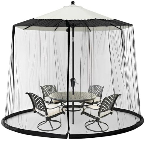 Mosquitera para sombrillas, mosquitera para exteriores de 250-300 cm, 2,3 m de altura, mosquiteras ajustables con base rellenable, cremallera, resistente al viento y a prueba de mosquitos