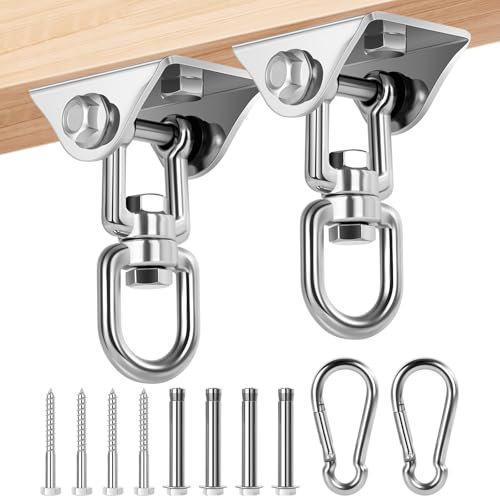 2 Piezas Gancho de Techo Resistente Acero Inoxidable 450 kg Capacidad de Carga 360 ° Rotación, Anclaje Pared con Fijación de Tornillo para Silla Colgante, Columpio, Yoga, Saco de Boxeo, Hamaca
