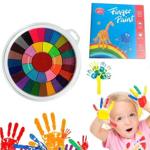 36 Colores Acuarelas Niños Pinturas de Dedos Kit Pintura Niños No Tóxicas Lavables con Libro DIY Colores de Dedos para Bebés Niños a Partir de 2 Años Divertido Regalo para Niños y Niñas(azul)