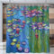 ANALTIRCE Shower Curtain Waterproof and Mould Mildew Resistant with 12 Hooks, Oil Painting Flowers Heavy Duty Polyester Fabric Shower Curtain, Water Lilies Monet Bathroom Curtains, 180x200cm,Blue