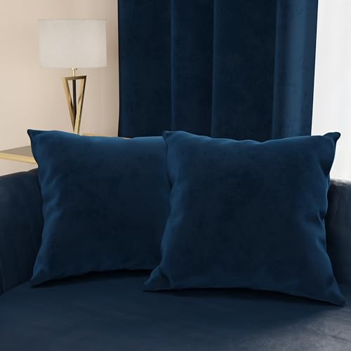 PETTI Artigiani Italiani - Dekokissen aus Samt, Kissen für Schlafzimmer, Sofa Wohnzimmer, Kissenbezug, Dunkelblau, 2 Stück - 70x50 cm