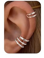 Morfetto 4 Paires Ear Cuff Or Argent pour Femme Faux Piercing Oreille Conch Réglable Sans Trou Percage Plaqué Or 14K Faux Hélix Cartilage Hypoallergénique Clip Manchons d'Oreille Avec Boîte
