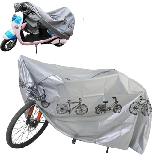 Fahrradabdeckung Wasserdicht,Fahrradgarage Wetterfest Plane für Aussen,Fahrrad Garage Outdoor Bike Cover,Fahrrad-Abdeckung,Regenschutz Fahrrad,Fahrradgarage Schutzhülle,Anti-Staub Regen UV (Grau)