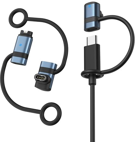 MoKo Charger Adapter Compatible with Garmin Watch 3Pack, Blue-Gray | USB C, for Fenix 8/7/7X/7S/6, Forerunner 970/570/965/955/265/255/165/55, Vivoactive 5/4S, Venu 3S/2/SQ, Instinct, Epix