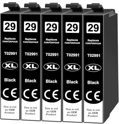 Yowell 5X Druckerpatronen Kompatibel für Epson 29XL Schwarz | T2991 für Expression Home XP-342 XP-332 XP-345 XP-442 XP-445 XP-432 XP-245 XP-235 XP-335 XP-435 XP-247
