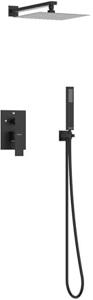 Duschsystem mit Armatur Balneo Cascade Modell 3, Schwarz | AISI-304-Edelstahl; Unterputzset; Hand- und Kopfbrause; 7,8–19,5 l/min; Keramikkartusche 35 mm