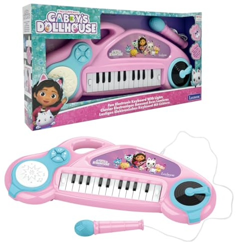 Lexibook, Gabby's Dollhouse, elektronisches Klavier, K704GDHLXB | Lichteffekte, Mikrofon, Trommeln, eingebauter Lautsprecher, Demo-Melodien, DJ-Player