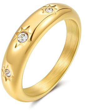 YeGieonr Ringe Damen Gold – Edelstahl Ring Damen Wasserfest,Vergoldeter Edelstahlring,Goldener Schmuckring für Frauen