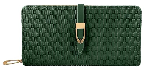 Cham Cham Geldbörse für Damen aus Kunstleder in Grün, Geldbeutel mit Reißverschluss in 10 x 19 x 3,5 cm